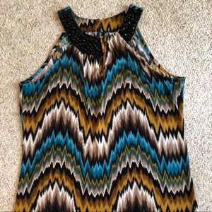 Versona Halter Twist Front Bead Blouse
